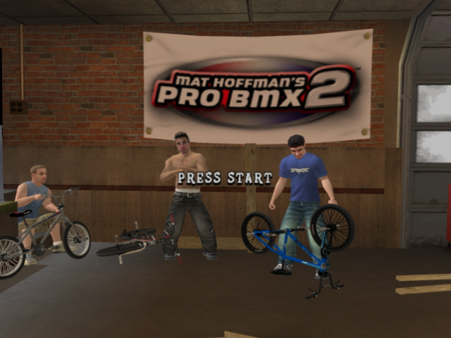 Mat Hoffman's Pro BMX 2 title screen for Gamecube