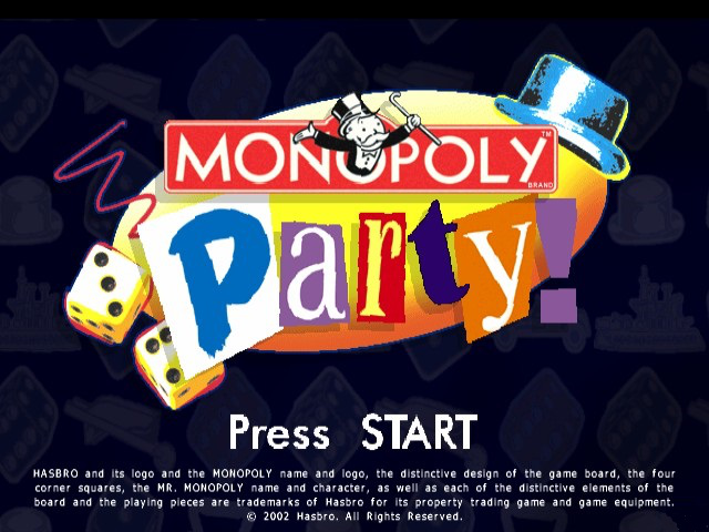Monopoly Party title screen for Gamecube
