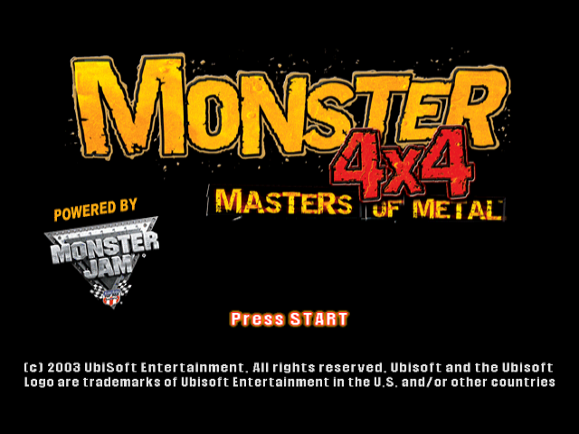 Monster 4x4 Masters of Metal title screen for Gamecube