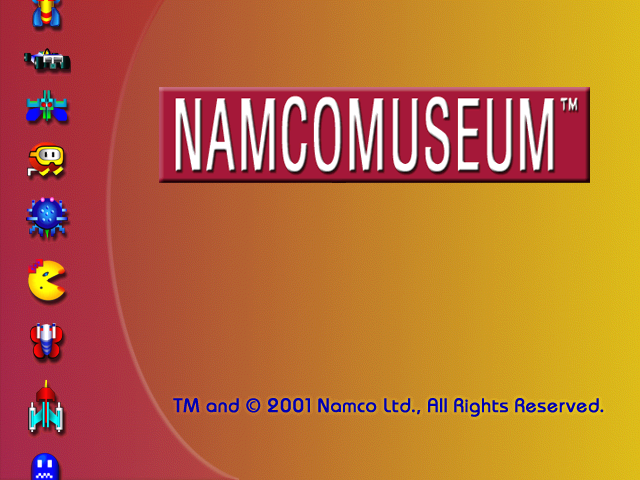 Namco Museum title screen for Gamecube
