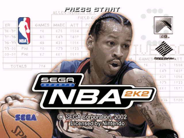 NBA 2K2 title screen for Gamecube