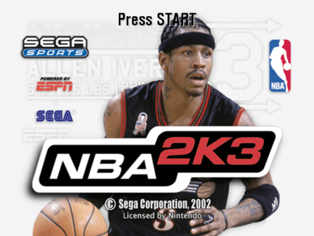 NBA 2K3 title screen for Gamecube