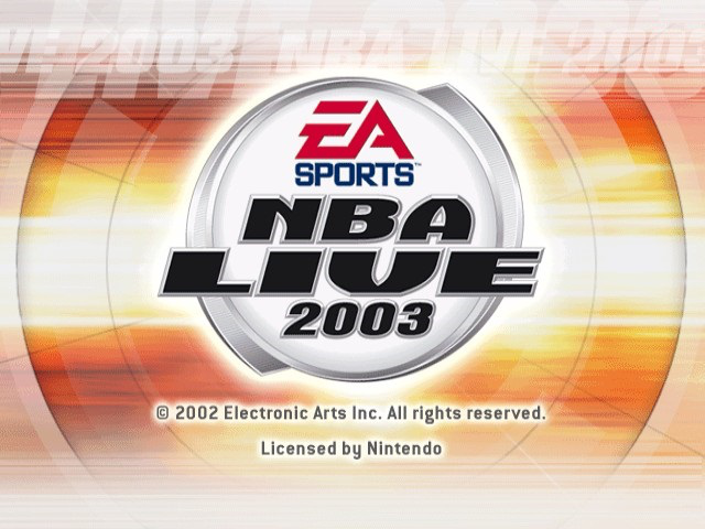 NBA Live 2003 title screen for Gamecube