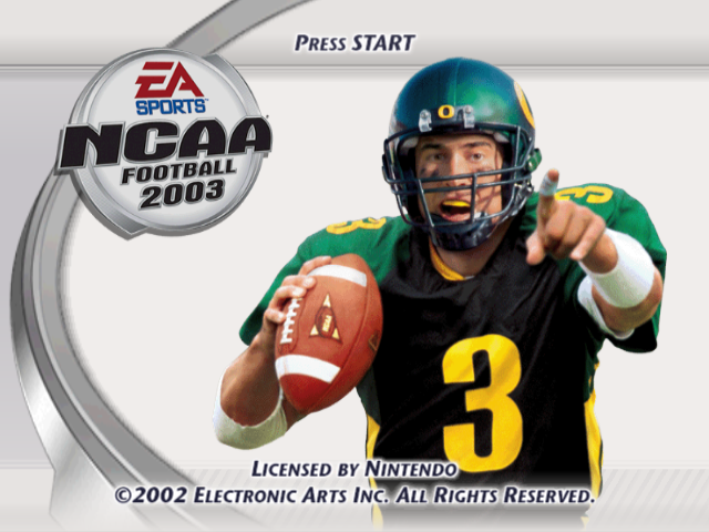 NCAA Football 2003 title screen for Gamecube