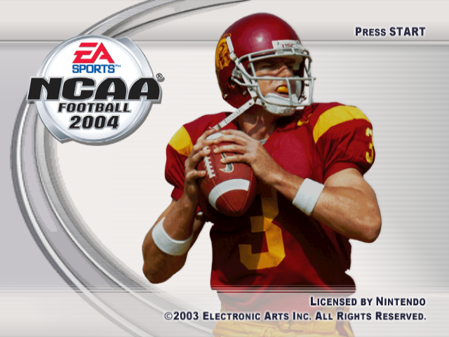 NCAA Football 2004 title screen for Gamecube