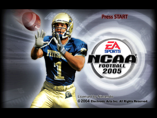 NCAA Football 2005 title screen for Gamecube
