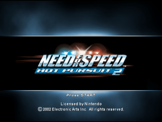 Need for Speed Hot Pursuit 2 title screen for Gamecube