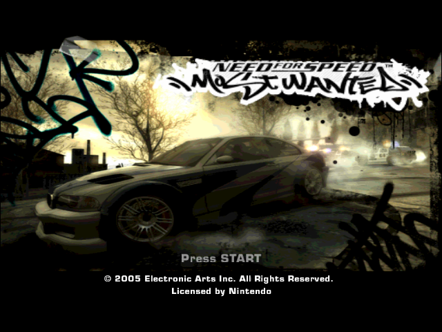 Need for Speed Most Wanted title screen for Gamecube