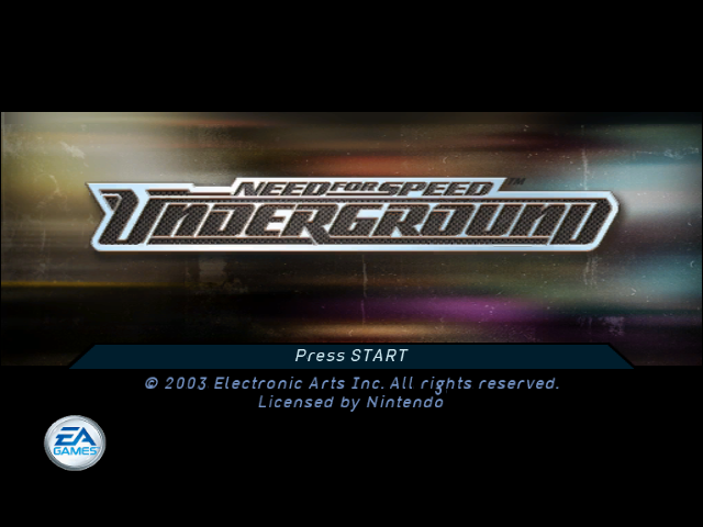 Need for Speed Underground title screen for Gamecube