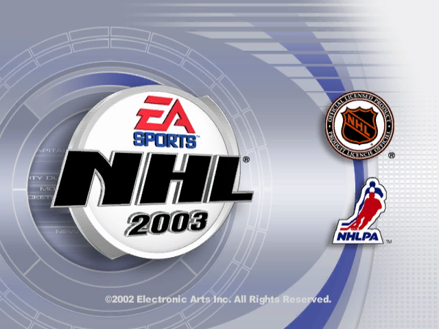 NHL 2003 title screen for Gamecube