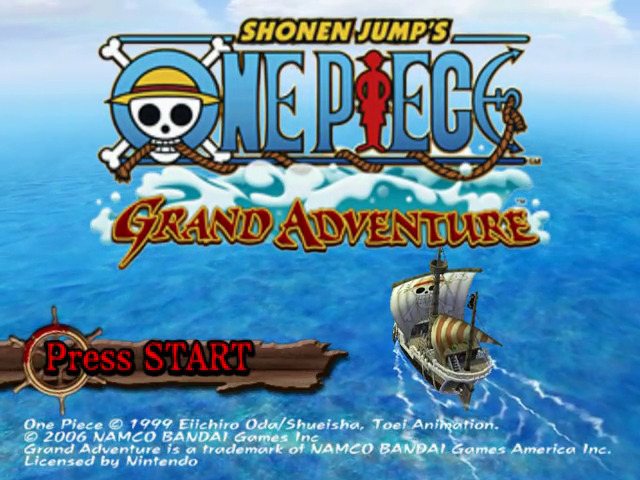 One Piece Grand Adventure title screen for Gamecube