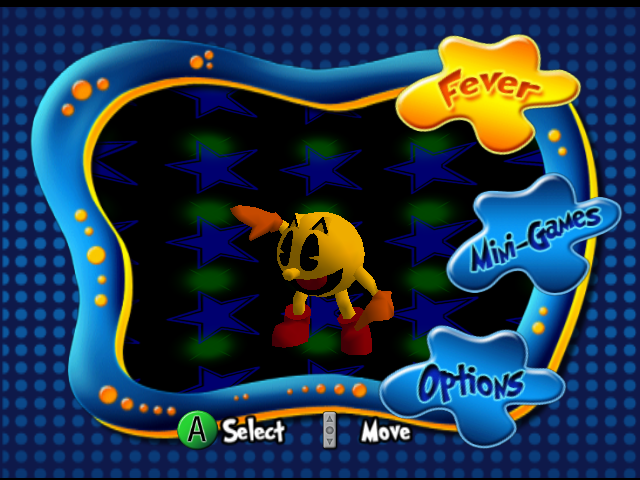 Pac-Man Fever title screen for Gamecube