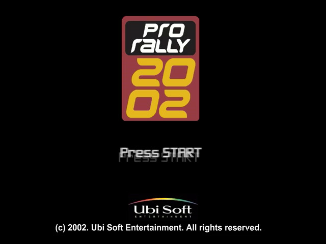 Pro Rally title screen for Gamecube