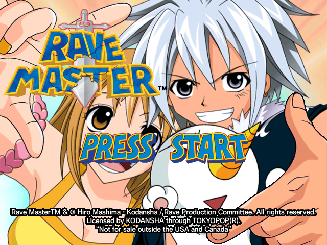 Rave Master title screen for Gamecube