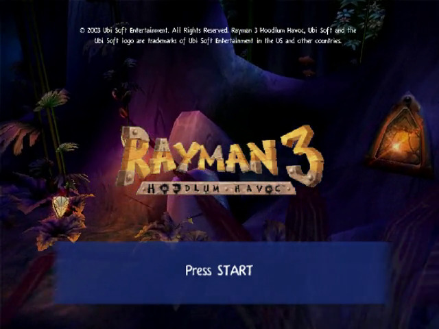 Rayman 3: Hoodlum Havoc title screen for Gamecube