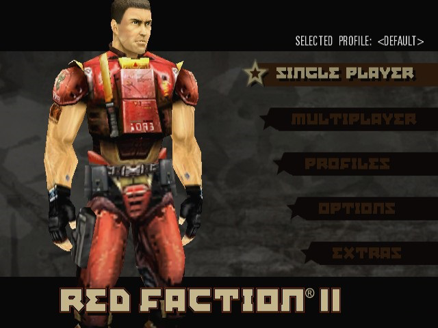 Red Faction II title screen for Gamecube