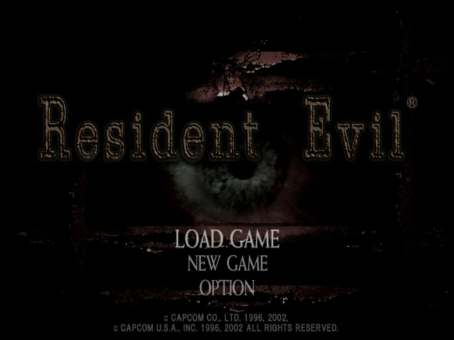Resident Evil title screen for Gamecube