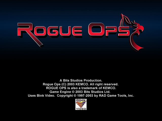 Rogue Ops title screen for Gamecube