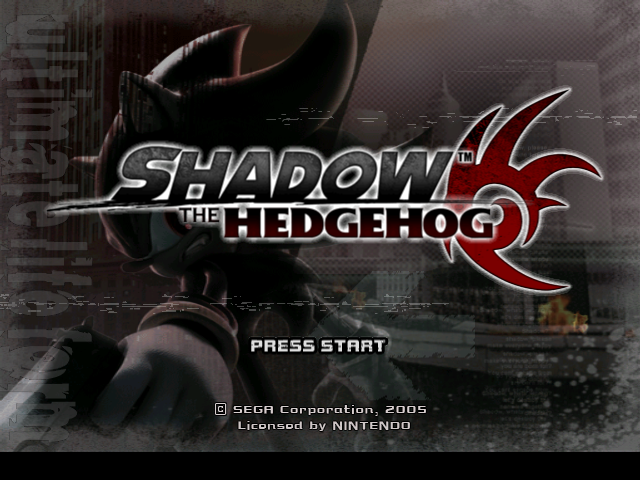 Shadow the Hedgehog title screen for Gamecube