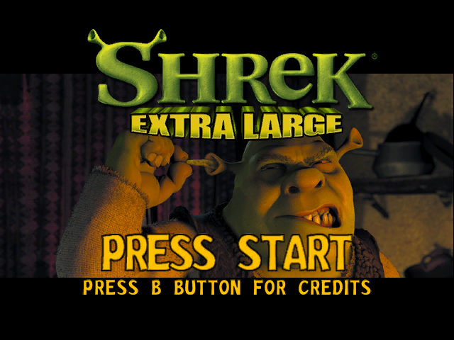 Shrek Extra Large title screen for Gamecube