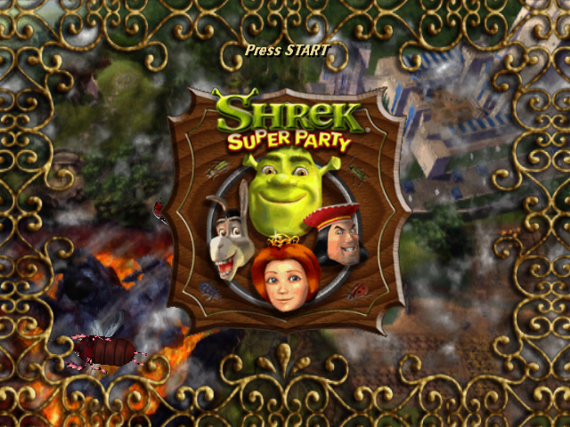 Shrek Super Party title screen for Gamecube
