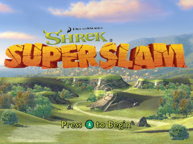 Shrek SuperSlam title screen for Gamecube