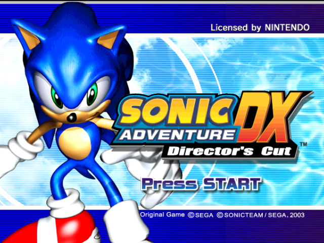Sonic Adventure DX title screen for Gamecube