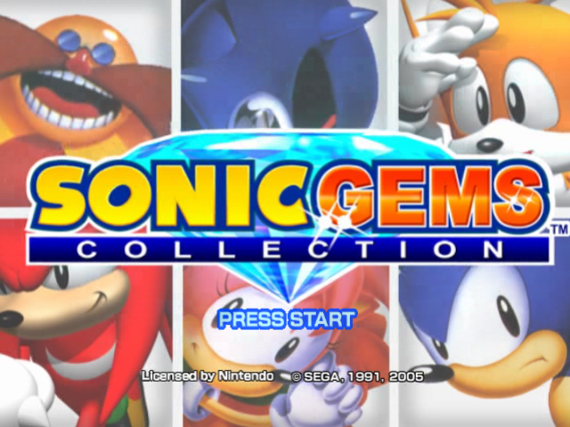 Sonic Gems Collection title screen for Gamecube