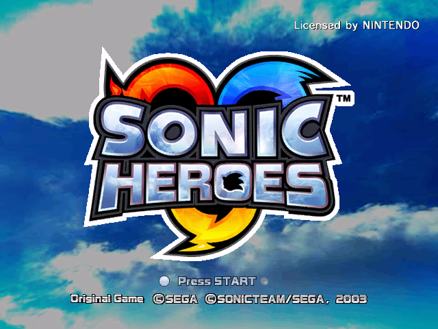 Sonic Heroes title screen for Gamecube