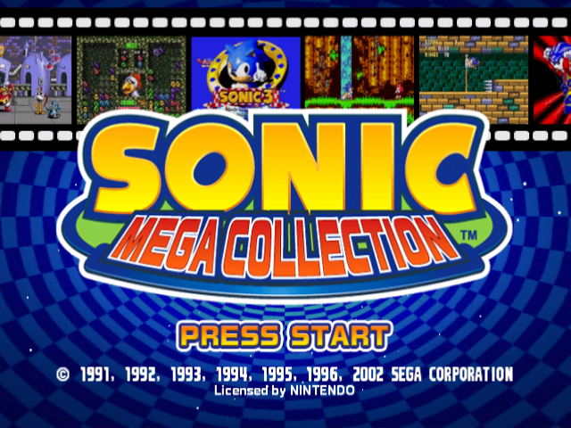 Sonic Mega Collection title screen for Gamecube