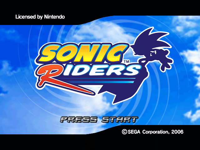 Sonic Riders title screen for Gamecube