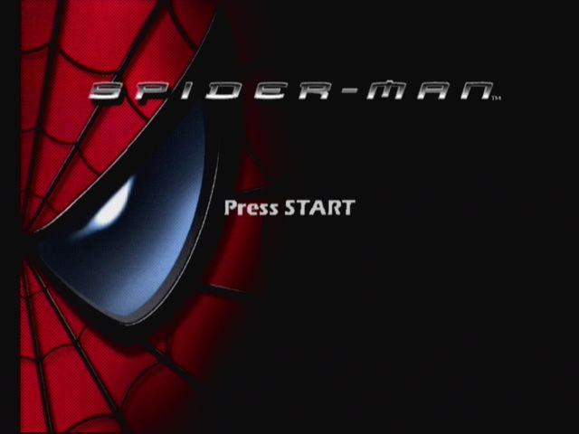 Spiderman title screen for Gamecube