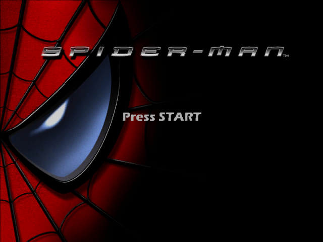 Spiderman title screen for Gamecube