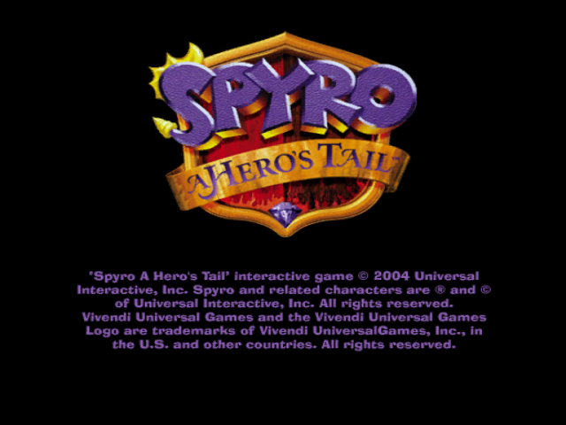 Spyro A Hero's Tail title screen for Gamecube