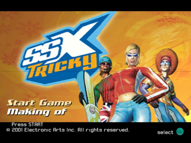 SSX Tricky title screen for Gamecube