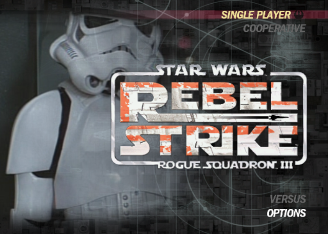 Star Wars Rogue Squadron III Rebel Strike title screen for Gamecube