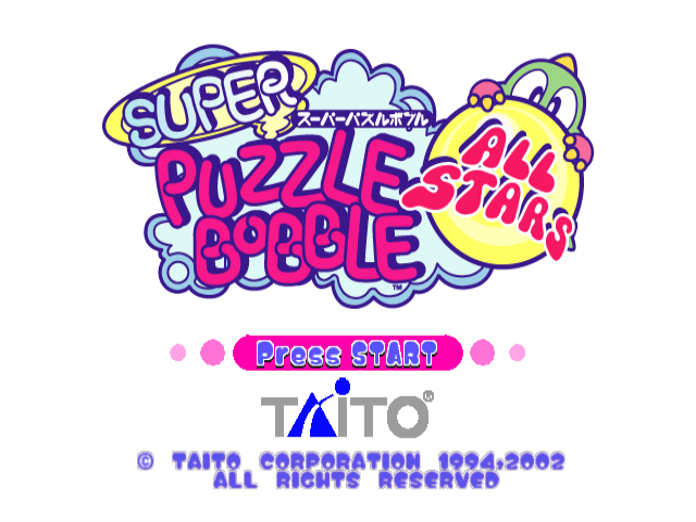 Super Puzzle Bobble All Stars title screen for Gamecube