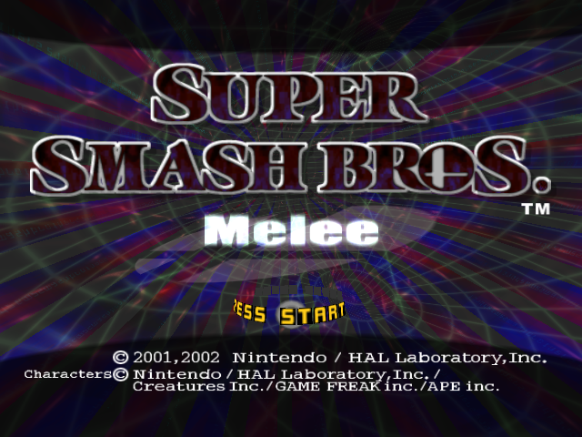 Super Smash Bros. Melee title screen for Gamecube