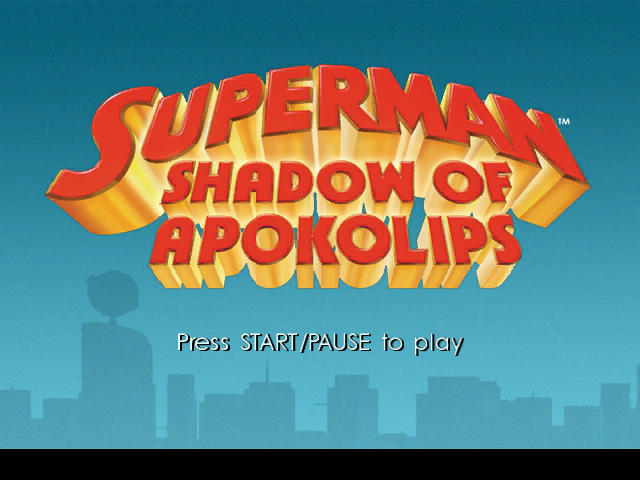 Superman Shadow of Apokolips title screen for Gamecube