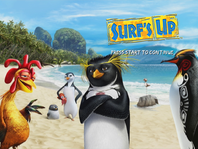 Surf's Up title screen for Gamecube