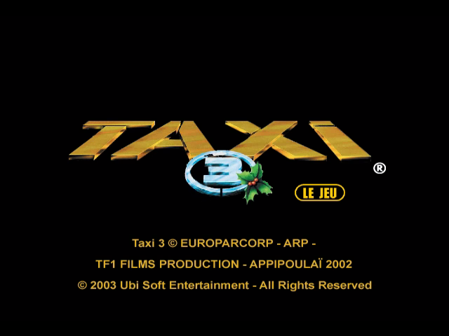 Taxi 3 title screen for Gamecube