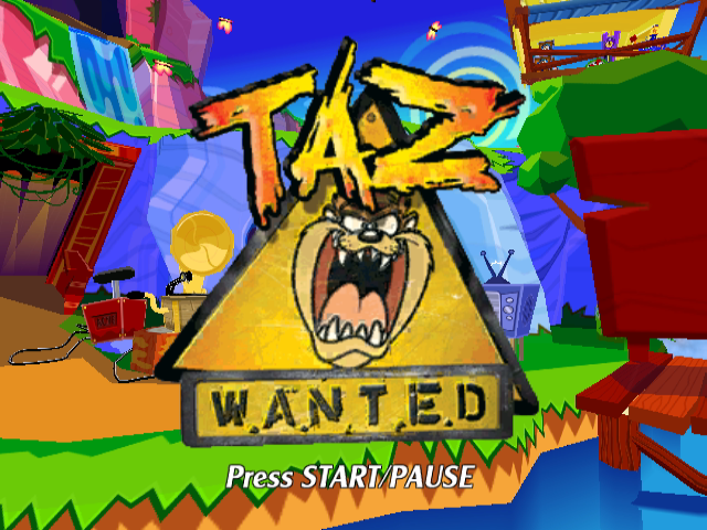 Taz Wanted title screen for Gamecube