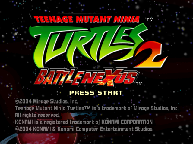 Teenage Mutant Ninja Turtles 2: Battle Nexus title screen for Gamecube