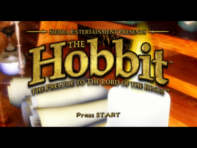 The Hobbit title screen for Gamecube