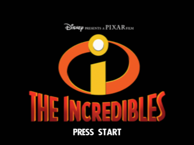 The Incredibles title screen for Gamecube
