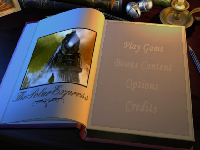 The Polar Express title screen for Gamecube