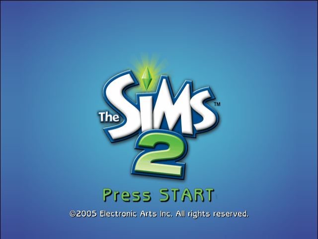 The Sims 2 title screen for Gamecube