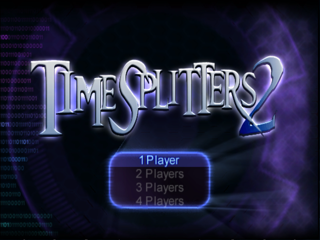 Time Splitters 2 title screen for Gamecube