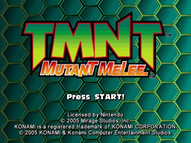TMNT Mutant Melee title screen for Gamecube
