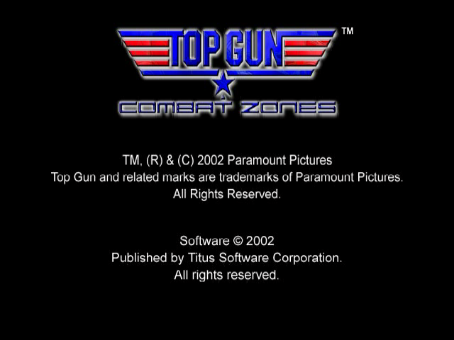 Top Gun Combat Zones title screen for Gamecube